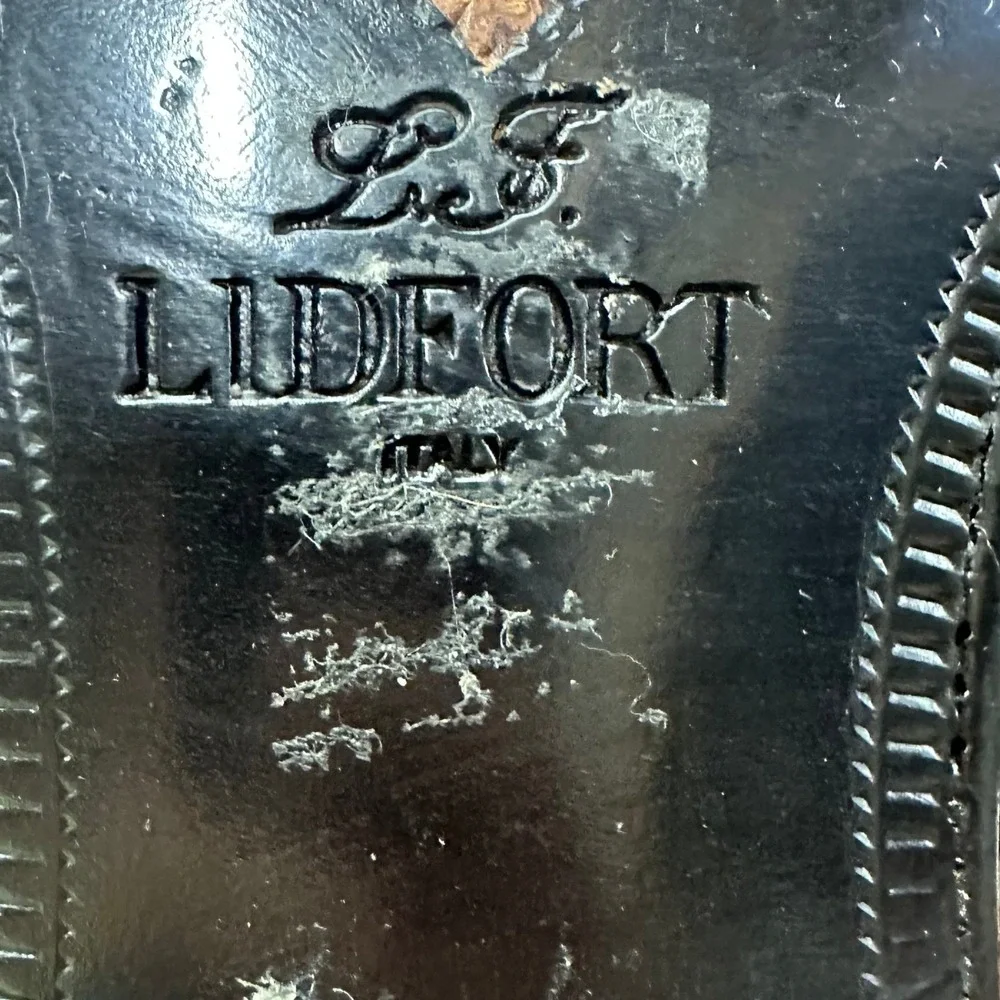 L.F. Lidfort Barneys New York Mens Black Leather Square‎ Toe Oxford Shoes Sz 8